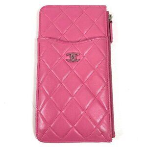 Chanel Wallet CC Logo Quilted Leather Pink